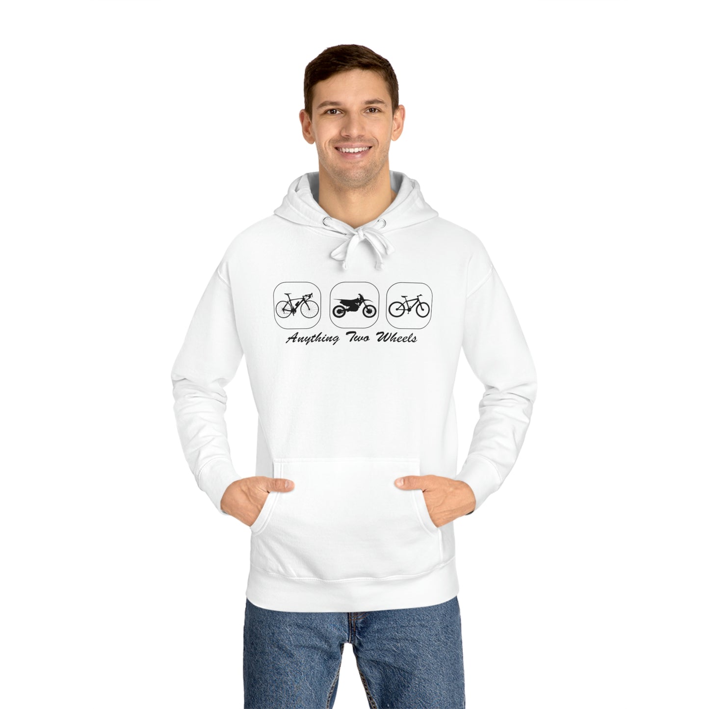 Anything 2 Wheels White or Heather Fleece Hoodie