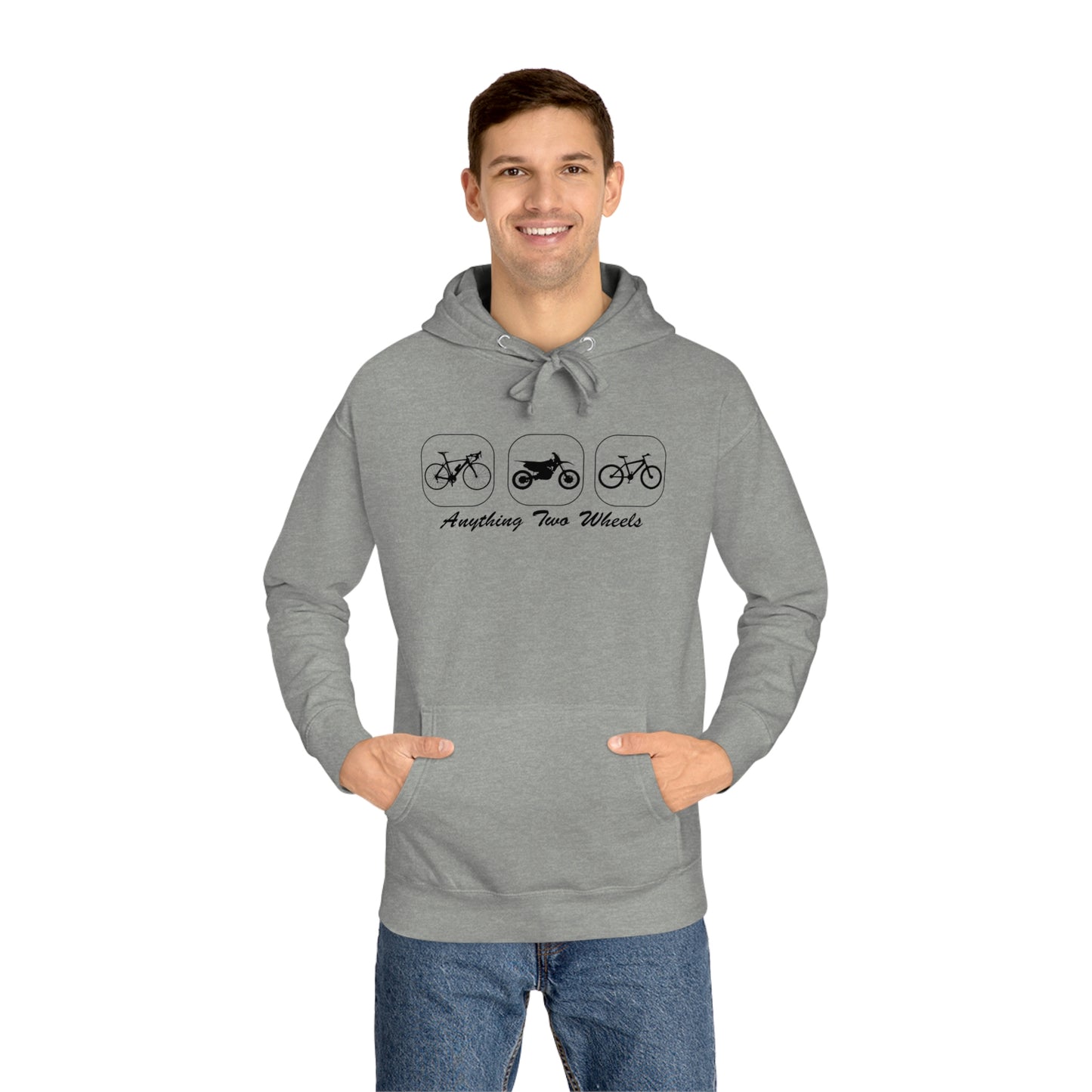 Anything 2 Wheels White or Heather Fleece Hoodie