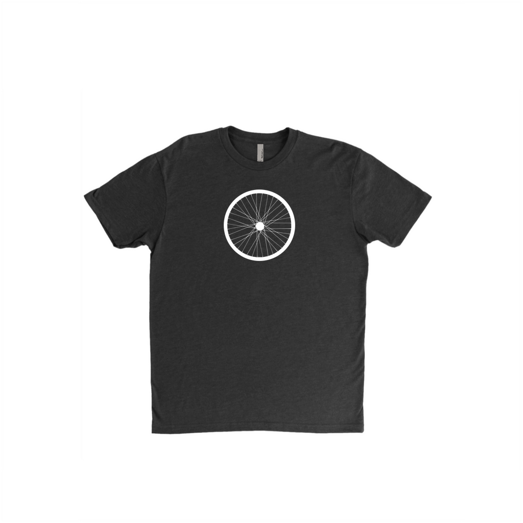 Road Bike Wheel Tee - White Logo